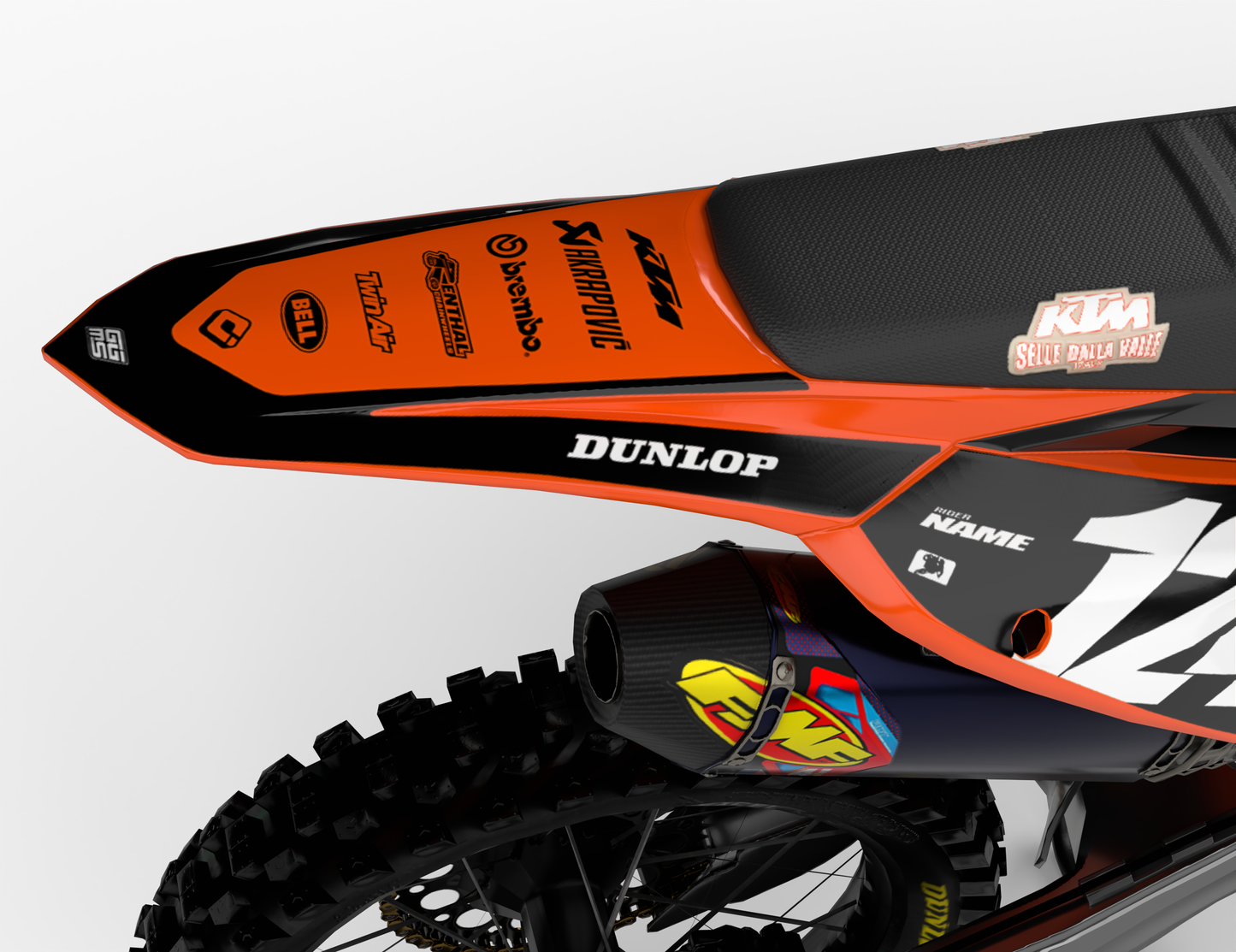 FLEX BLACK WHITE ORANGE - FULL GRAPHICS KIT