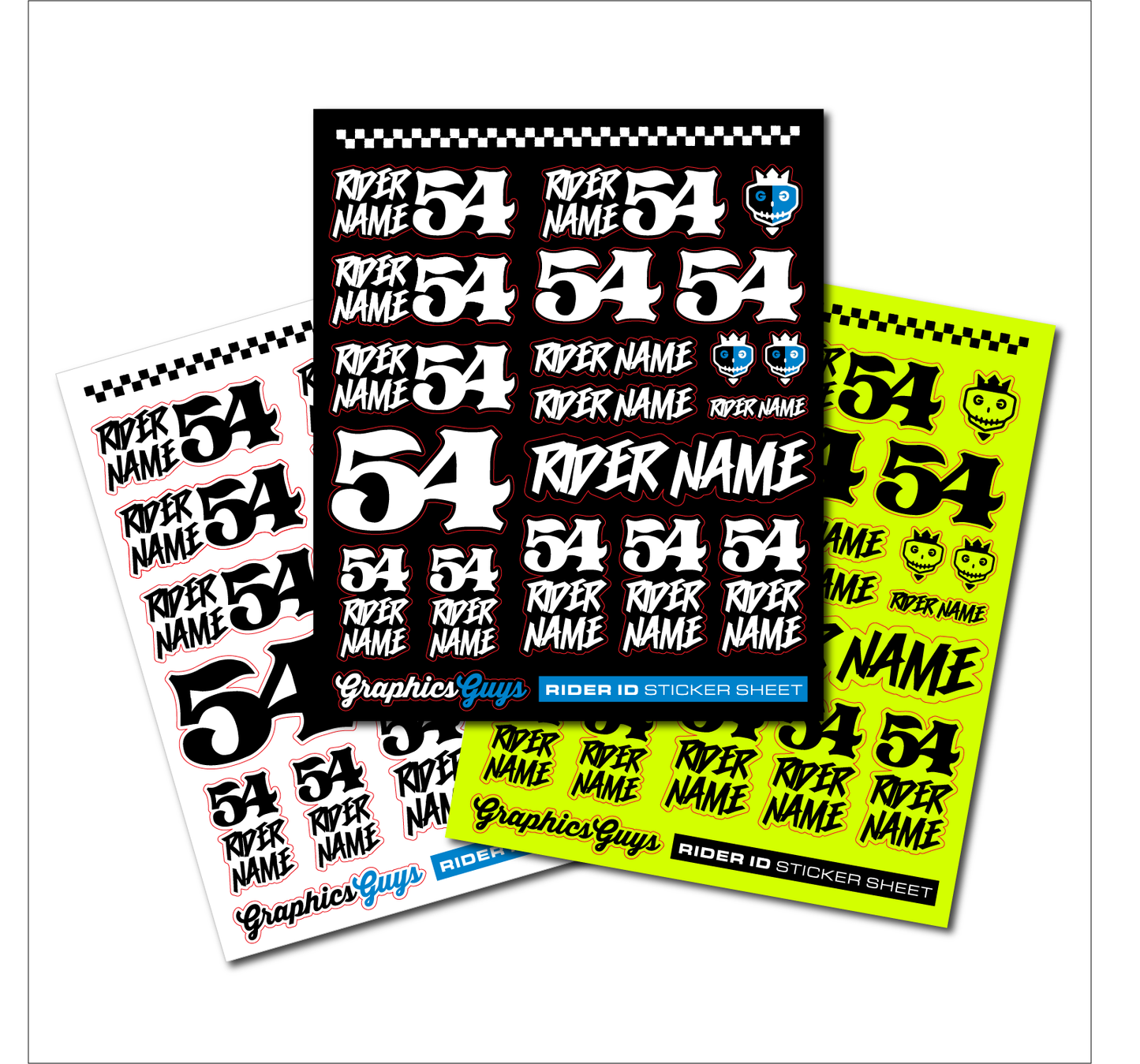 custom rider id sticker sheet