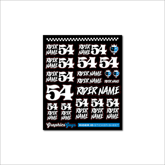 custom rider id sticker sheet black